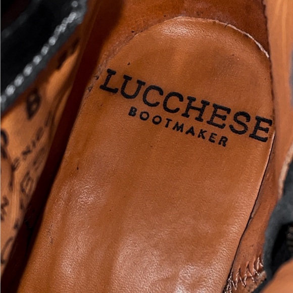 Lucchese Robyn Feather Boots Black Sz 10 B EUC Boho Style Suede Leather - Picture 8 of 9